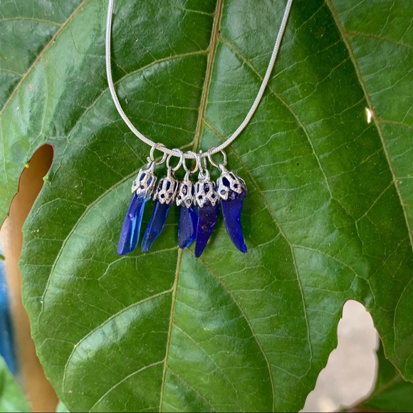 *SOLD* Shades of the deep blue sea glass necklace - Picture 2 of 4